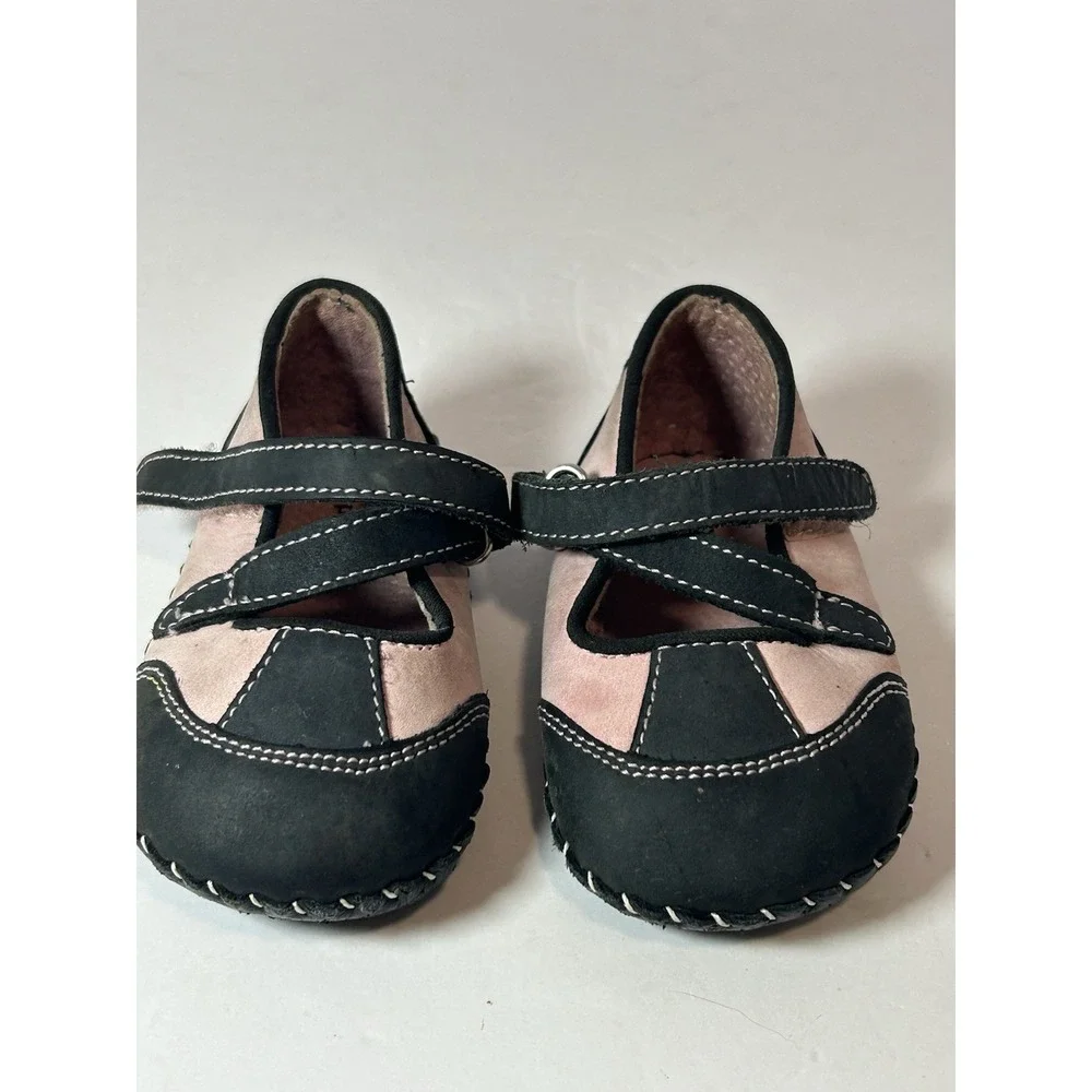Pedi led Mary Jane Infant Crib Shoes Pink Black  Size 6-9 Months  VGC